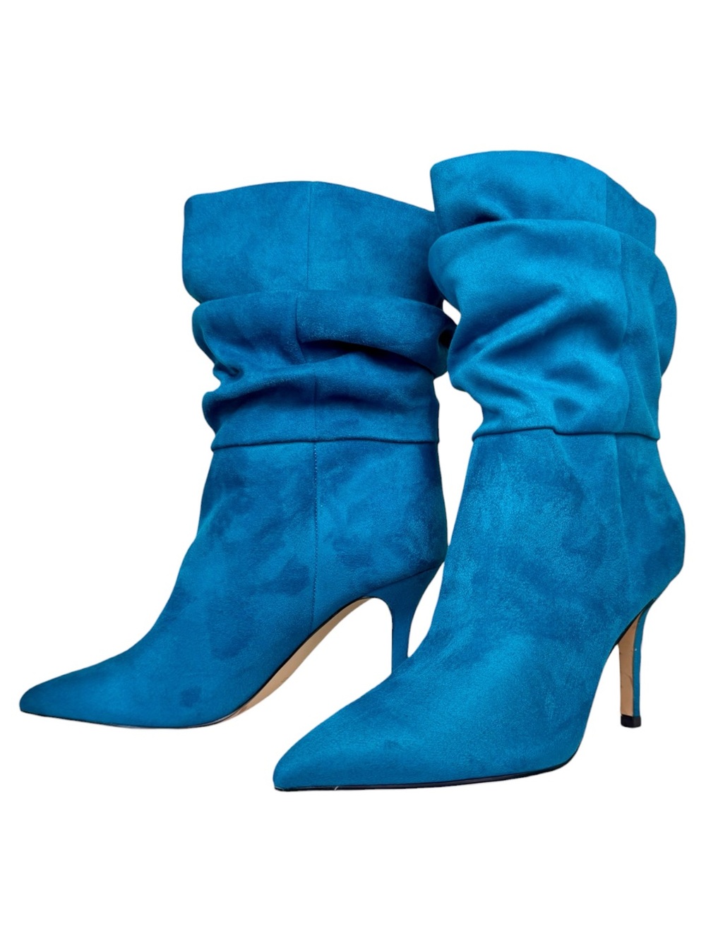 Nine West Glitch Turquoise Slouch Stiletto Boots Pointed Toe 7.5